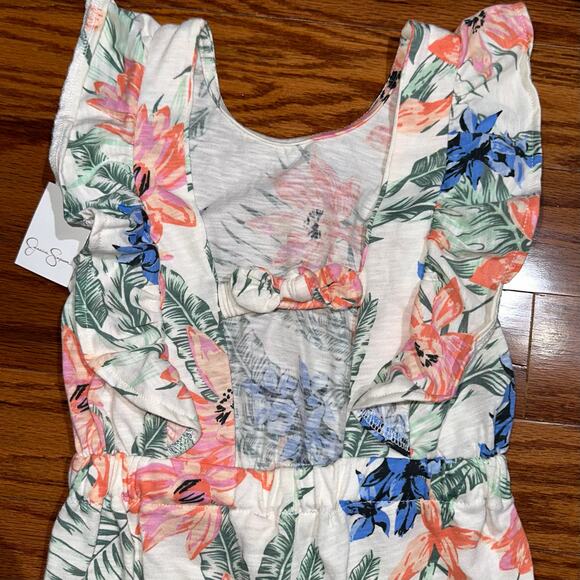 NWT Jessica Simpson Toddler Girls Ruffle Tropical Floral Romper Size 5 - Picture 7 of 13